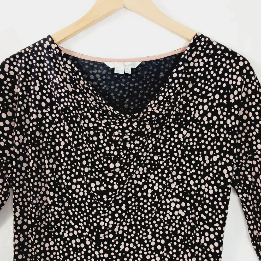 Boden, Women's Top, Size 8, Black with Soft Pink Dots, Lyocell and Wool Blend - Picture 6 of 16